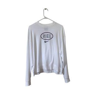 Nike Women's White Crewneck Embroidered Pull Over Sweatshirt L